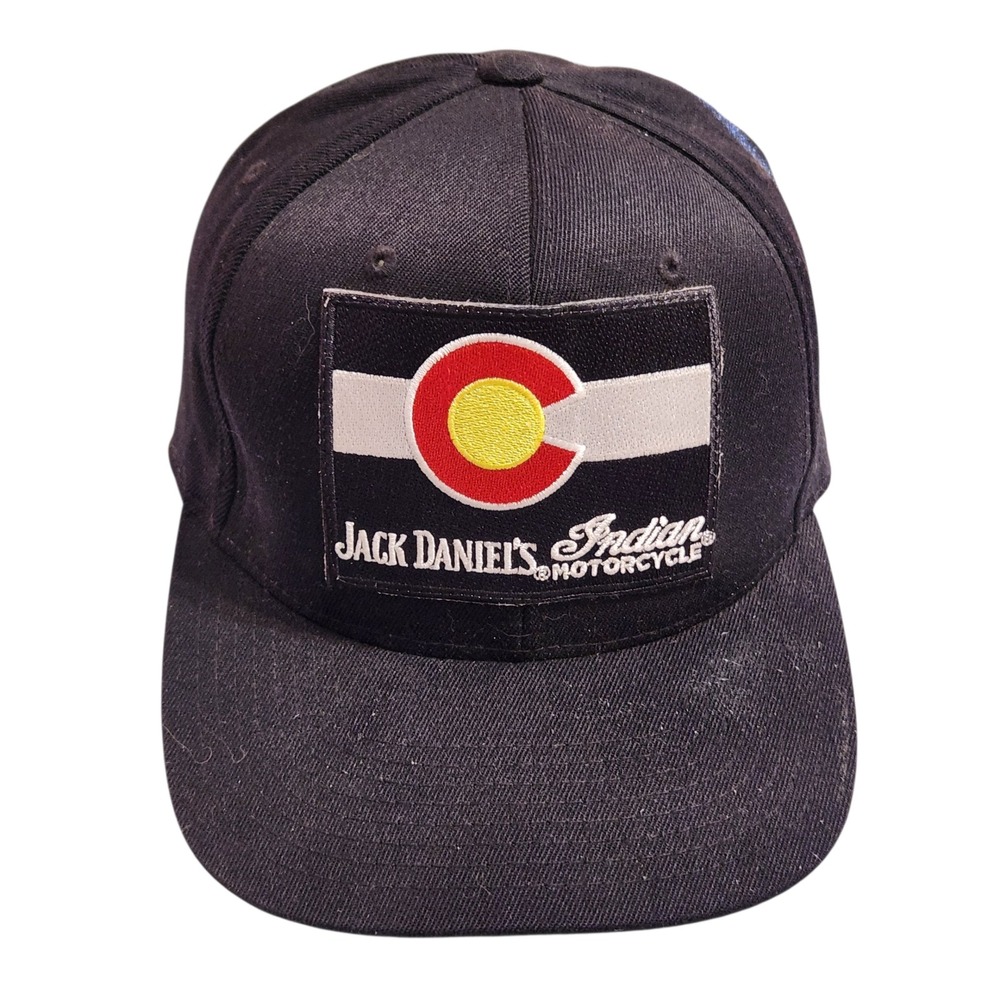 Jack Daniels‎ Indian Motorcycle Colorado Flag Flex Fit Snapback Black Hat Cap